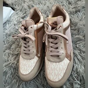 Women's Beige and Gold Sneakers